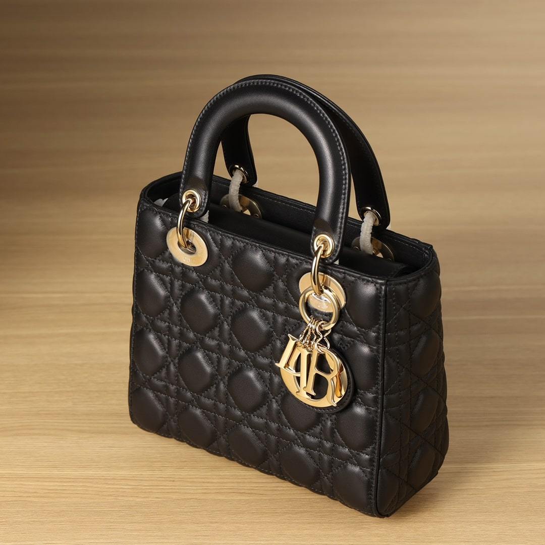 高仿Dior*LadyDiorMyABCDior系列小羊皮黑色手拎袋