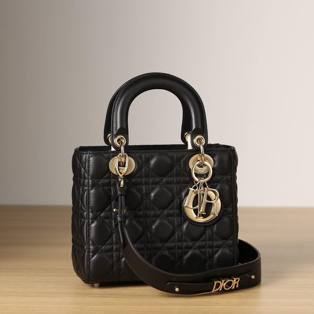 高仿Dior*LadyDiorMyABCDior系列小羊皮黑色手拎袋