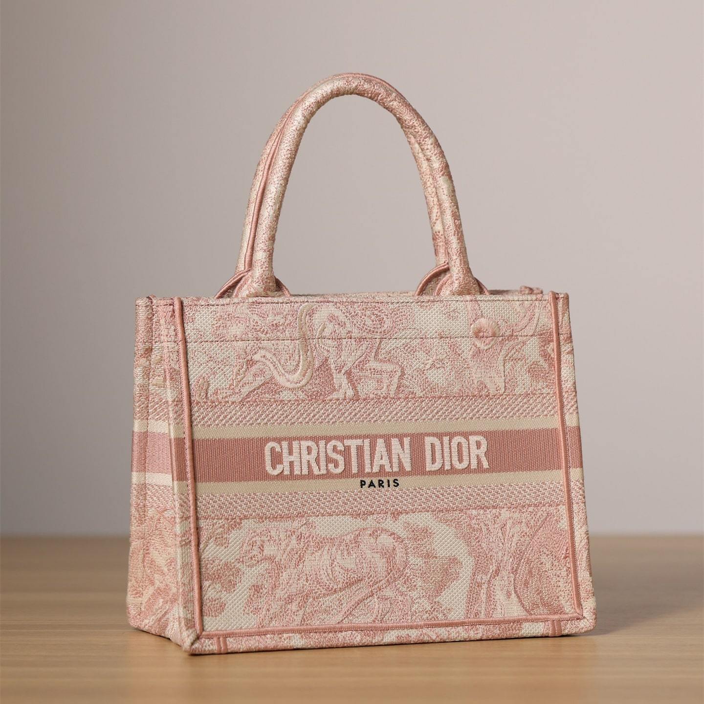 高仿Dior*BookTote系列粉色茹伊手袋