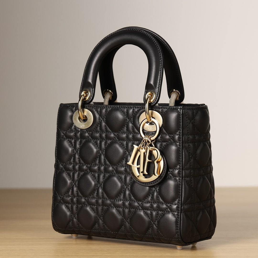 高仿Dior*LadyDiorMyABCDior系列小羊皮黑色手拎袋