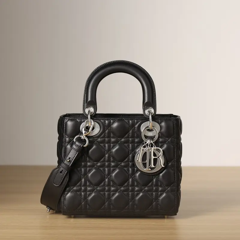 高仿Dior*LadyDiorMyABCDior系列小羊皮黑色手袋