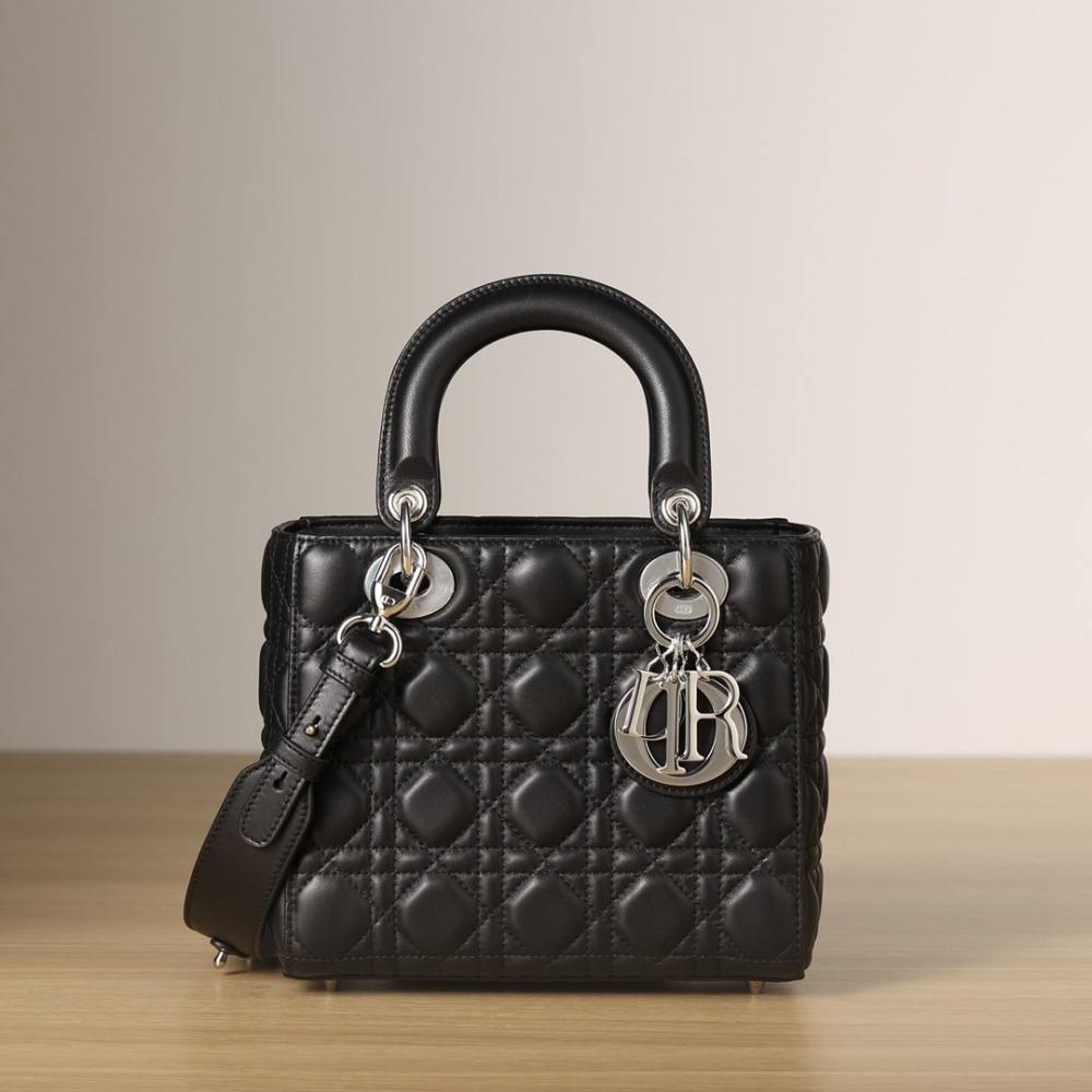 高仿Dior*LadyDiorMyABCDior系列小羊皮黑色手袋