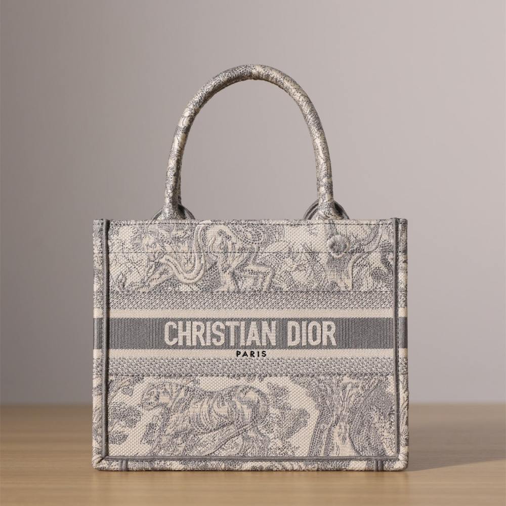 高仿Dior*BookTote系列茹伊刺繡灰色S免檢版