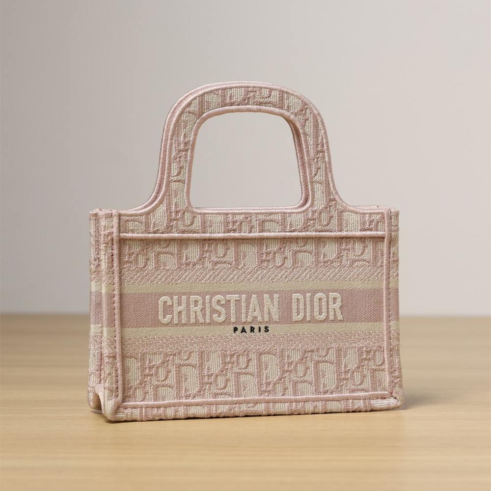 高仿Dior*BookTote系列手袋Oblique印花粉色免檢版