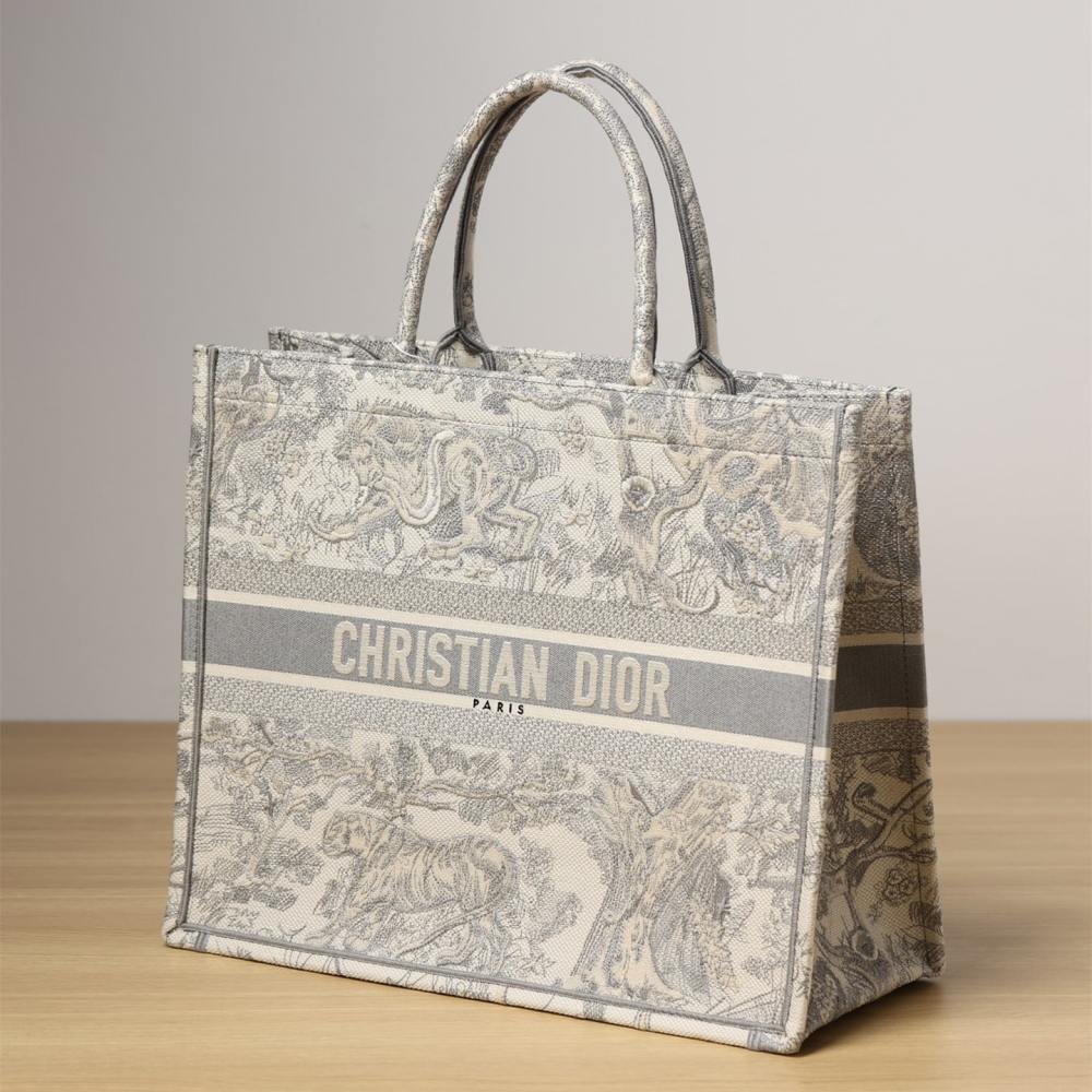 高仿Dior*BookTote系列茹伊刺繡灰色L免檢版