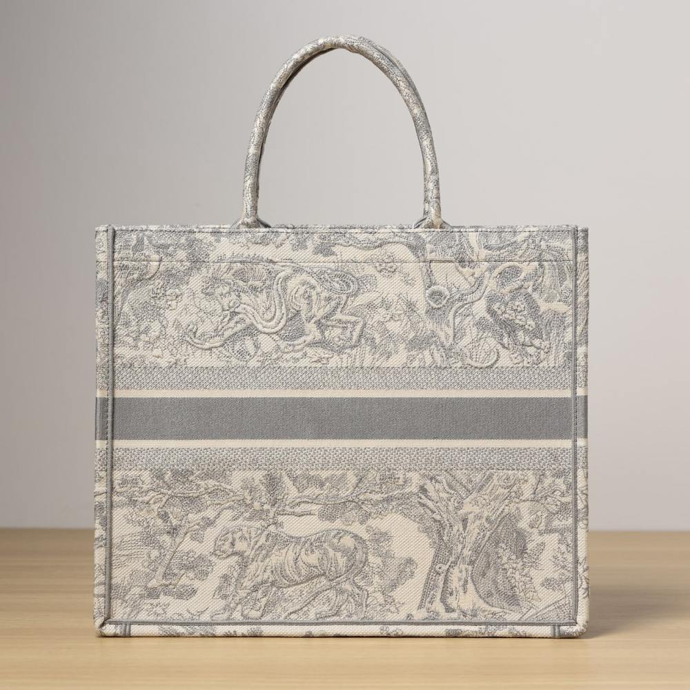 高仿Dior*BookTote系列茹伊刺繡灰色L免檢版