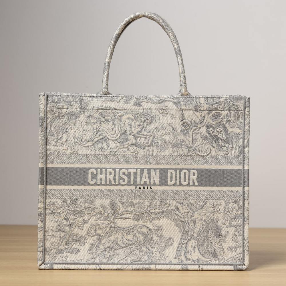 高仿Dior*BookTote系列茹伊刺繡灰色L免檢版