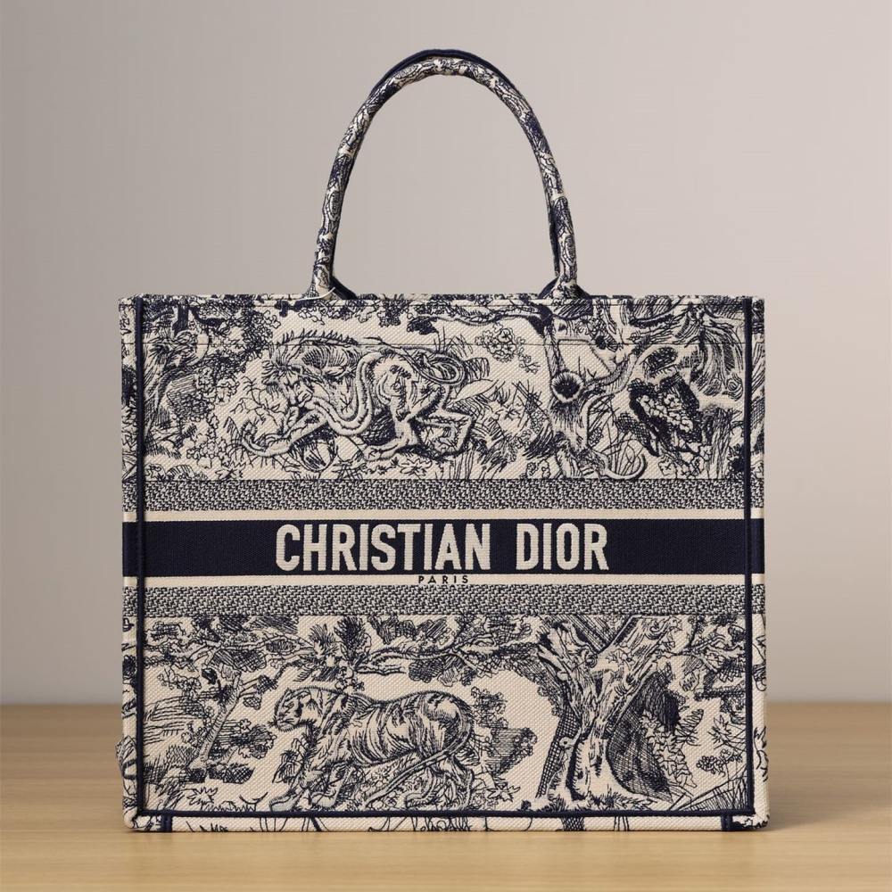 高仿Dior*BookTote系列淺藍色茹伊手袋L免檢版