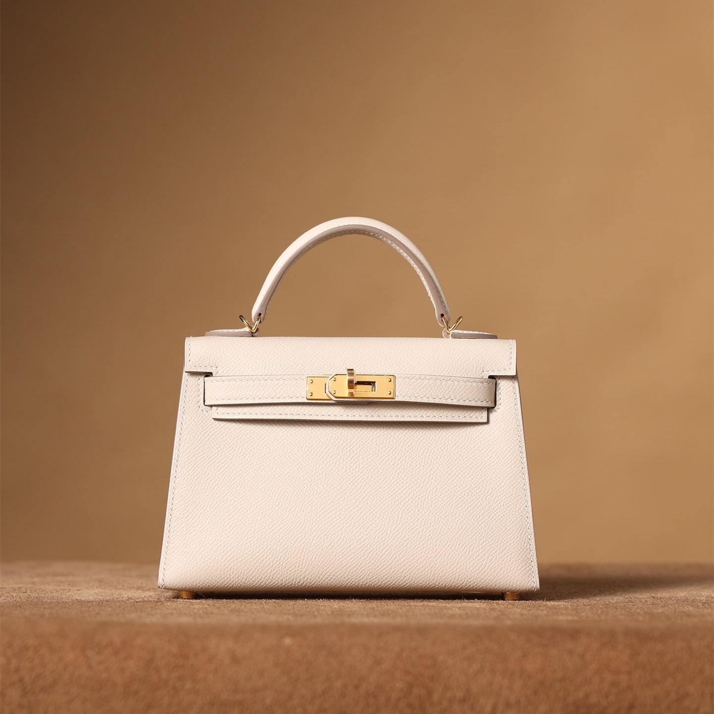 高仿Hermes*KellyMini二代白色金扣免檢版