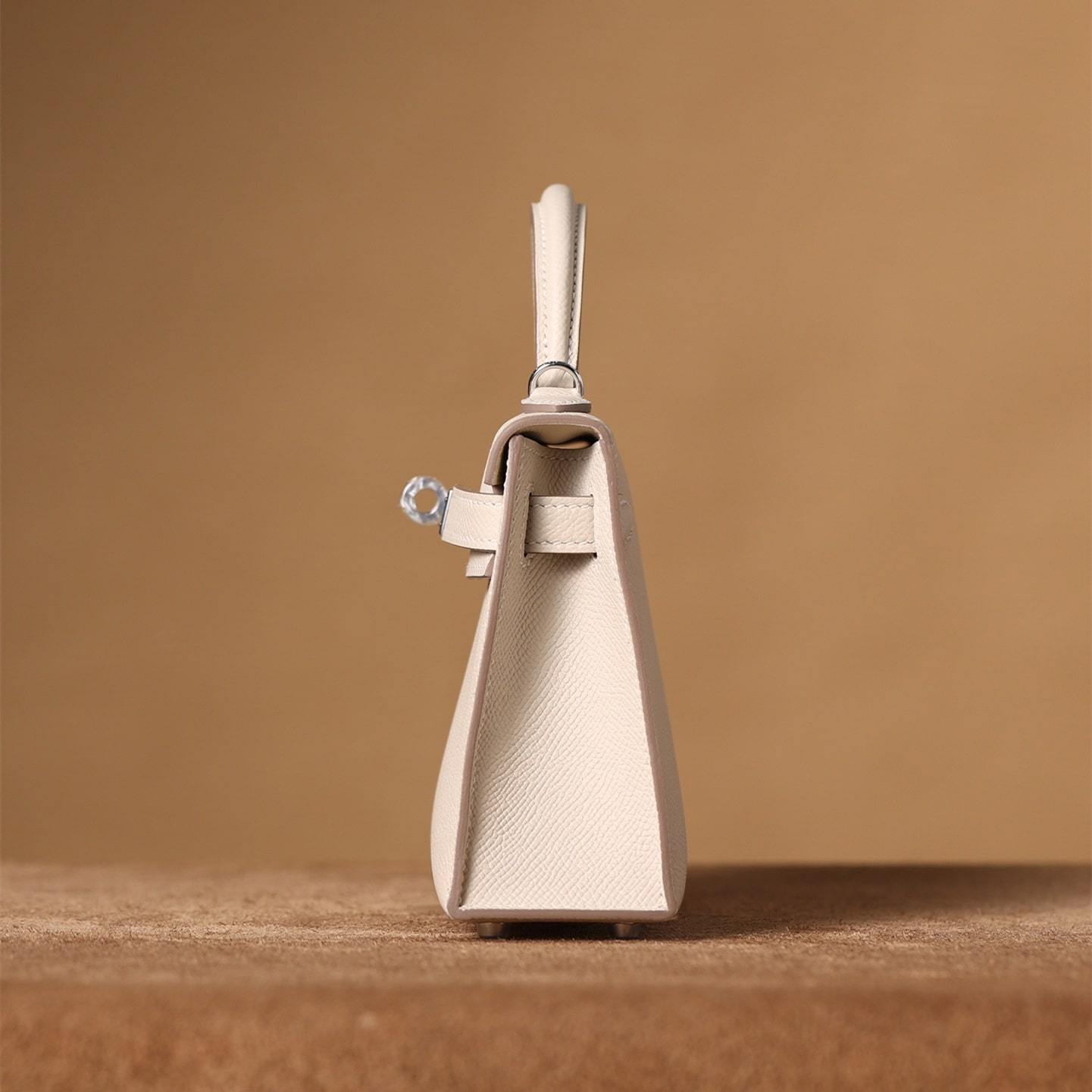 高仿Hermes*KellyMini二代白色銀扣免檢版