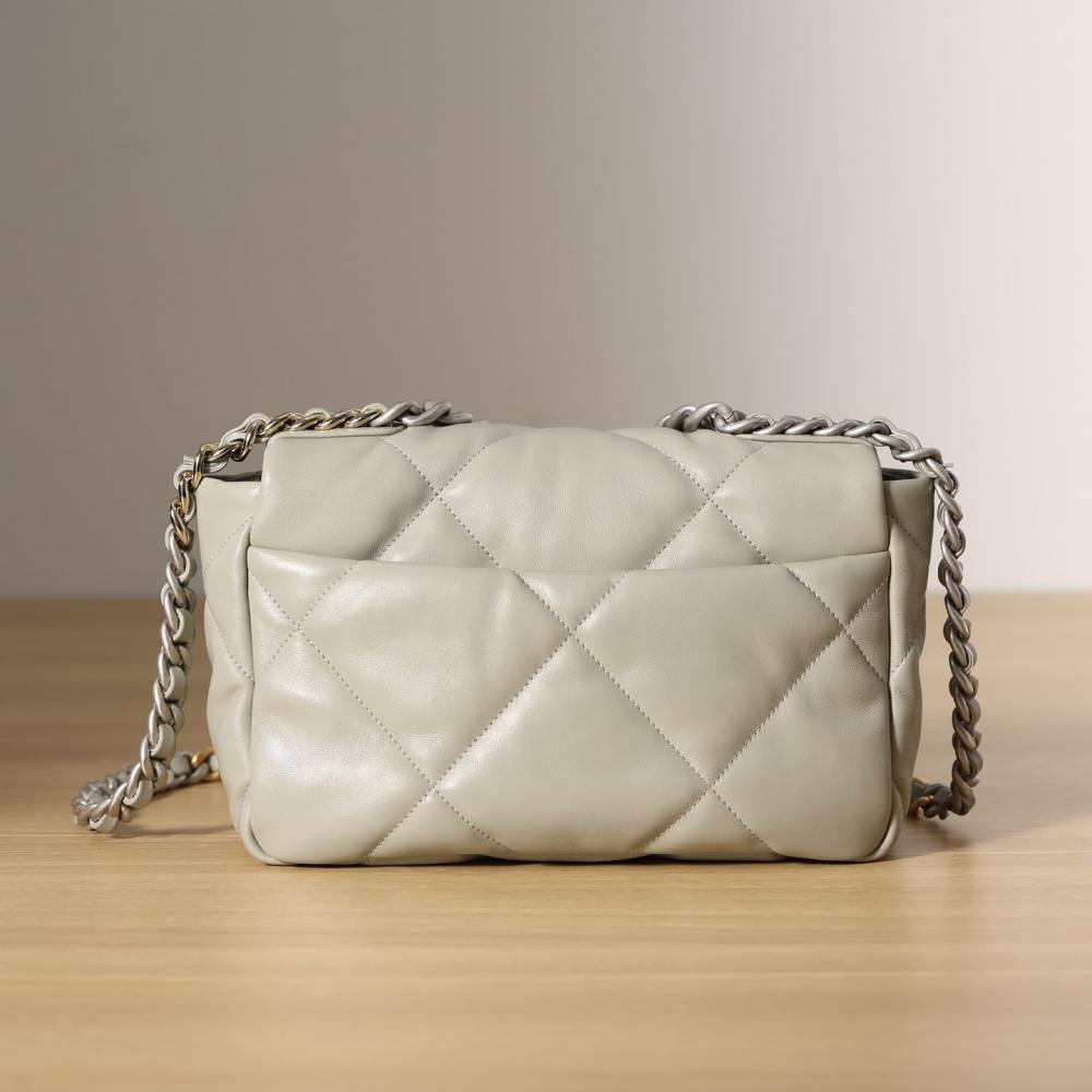 高仿Chanel*19Bag系列羊皮單肩包灰色免檢版