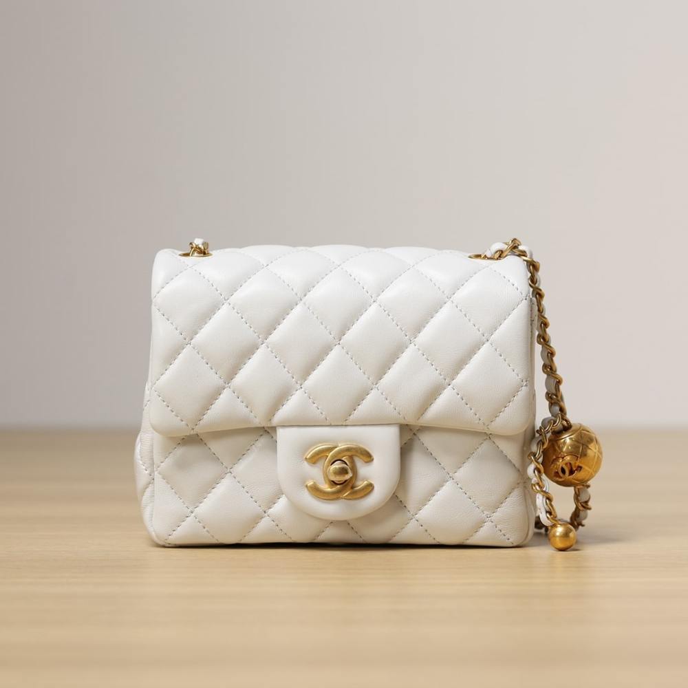 高仿Chanel*CF系列方胖子金球包白色XS免檢版