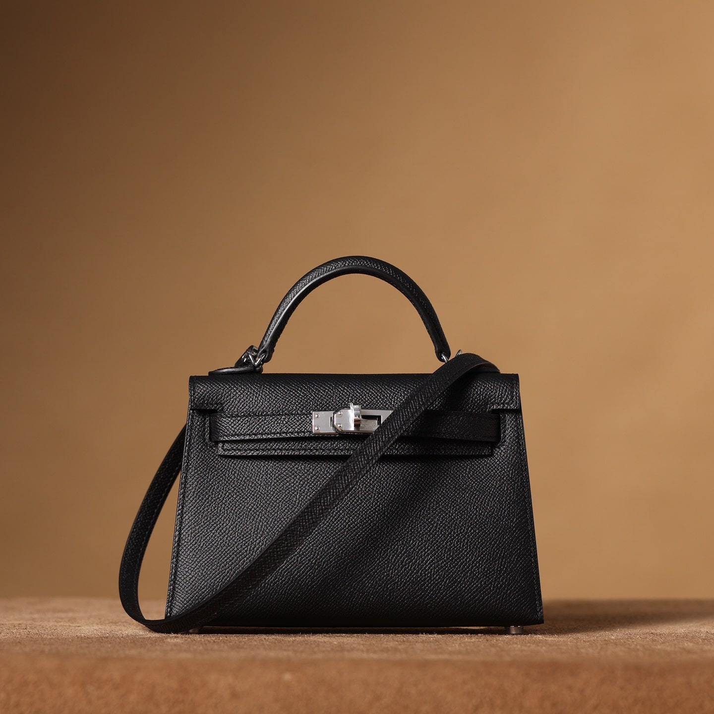高仿Hermes*KellyMini二代黑色銀扣免檢版