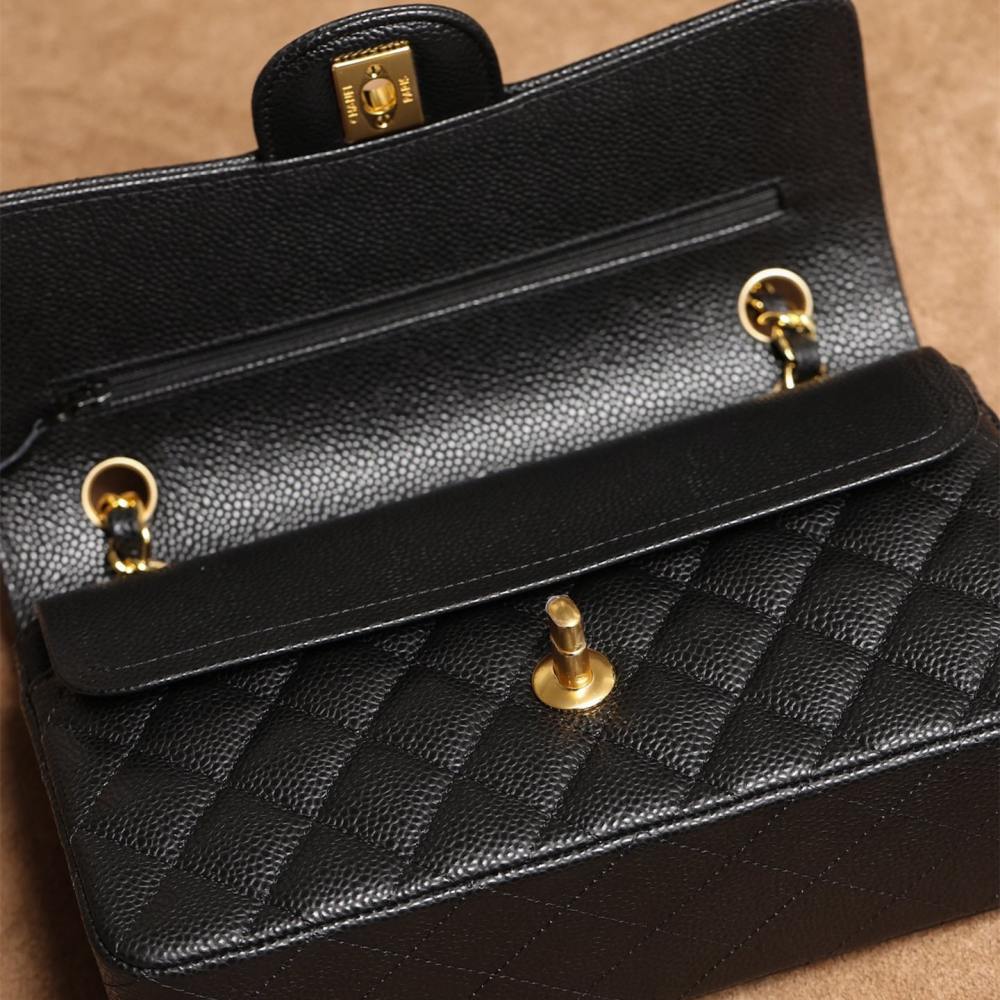 高仿Chanel*CF系列魚子醬口蓋包黑金S免檢版