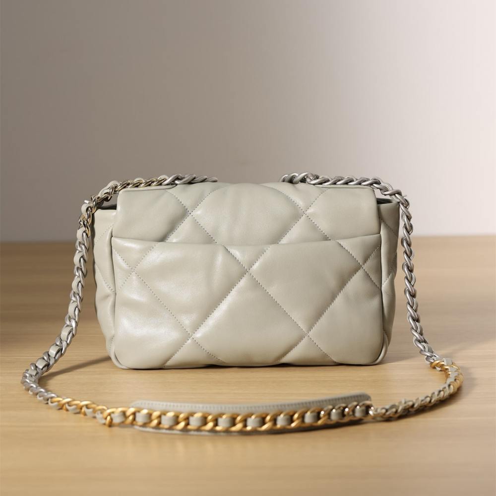 高仿Chanel*19Bag系列羊皮單肩包灰色免檢版
