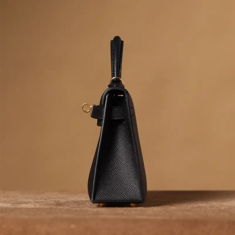 高仿Hermes*KellyMini二代黑色金扣免檢版