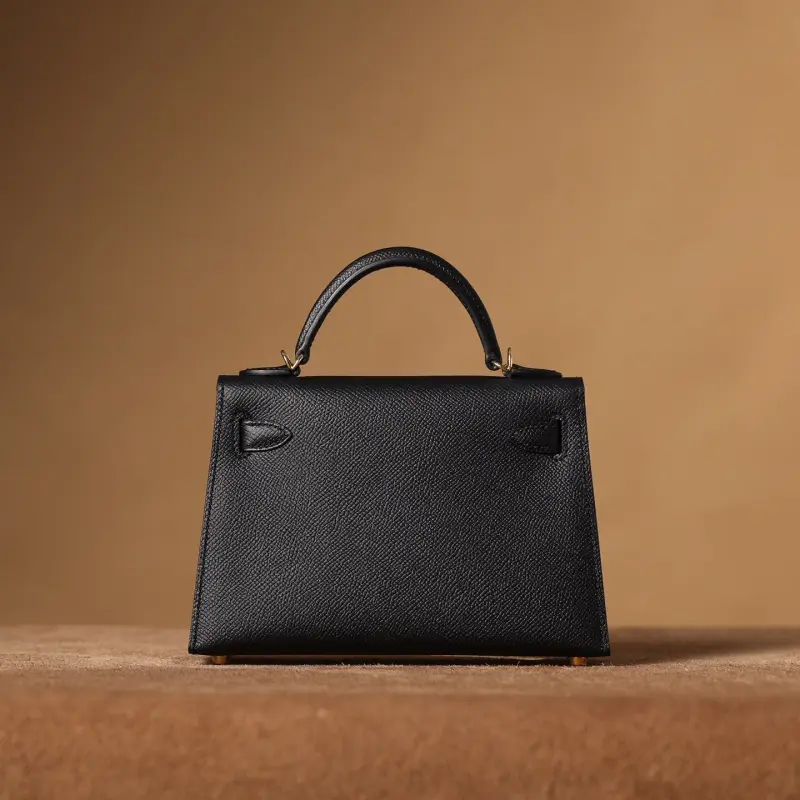 高仿Hermes*KellyMini二代黑色金扣免檢版