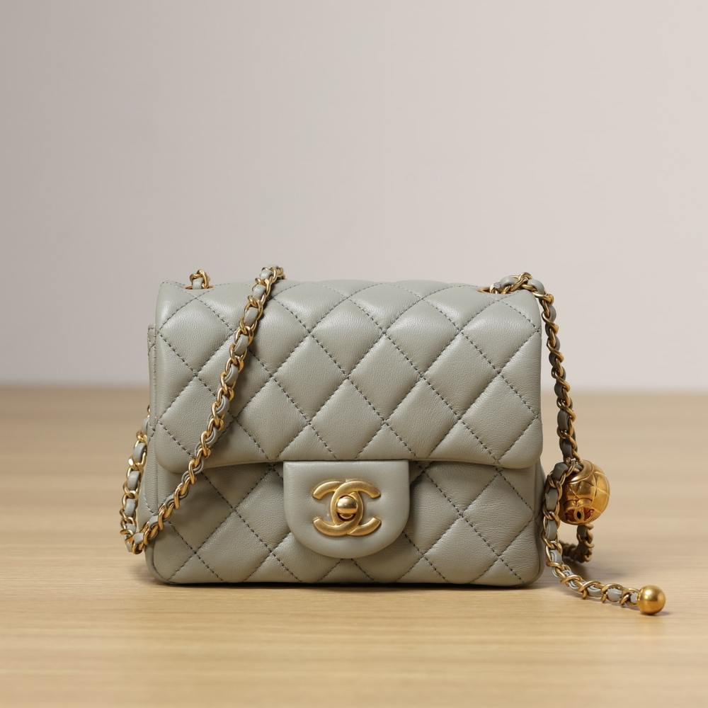 高仿Chanel*CF系列方胖子金球包褐綠色XS免檢版