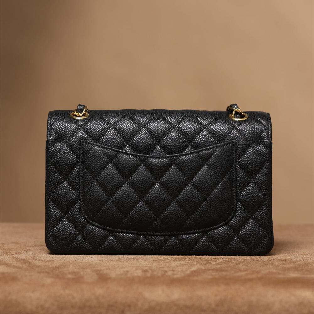 高仿Chanel*CF系列魚子醬口蓋包黑金S免檢版