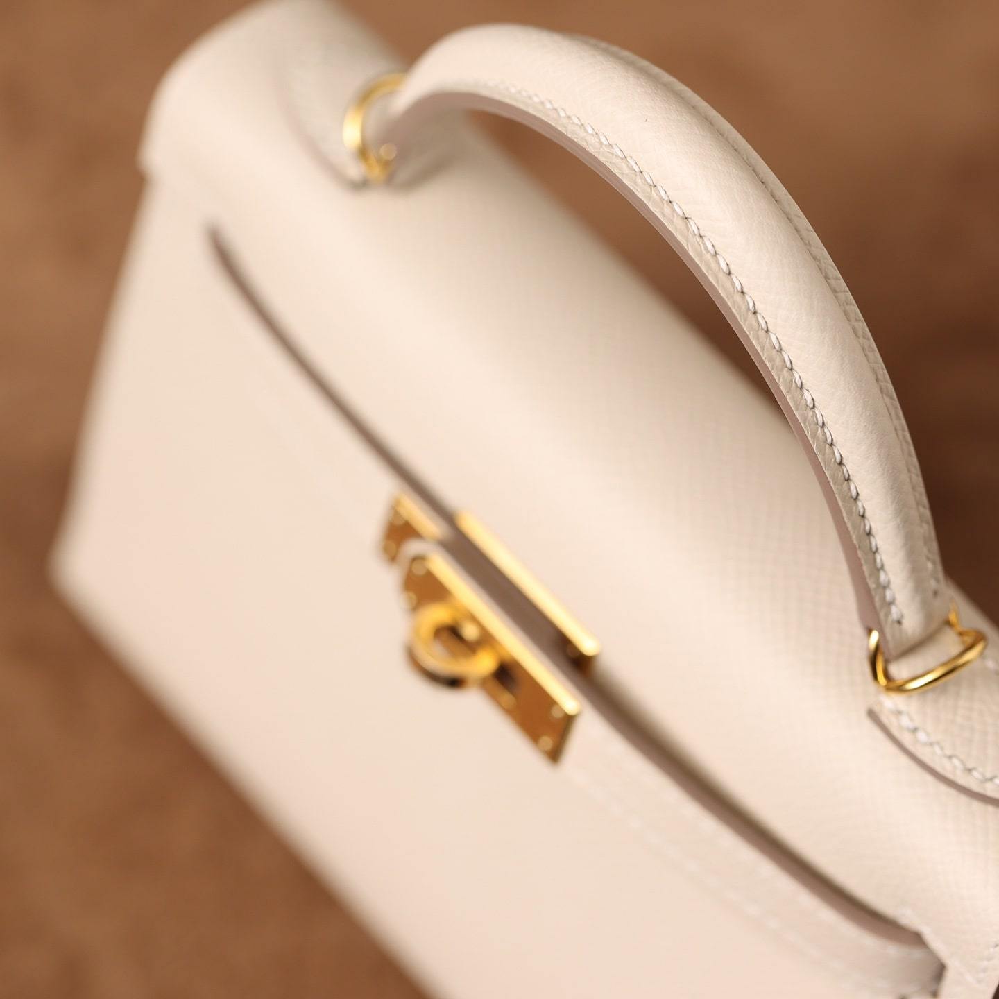 高仿Hermes*KellyMini二代白色金扣免檢版