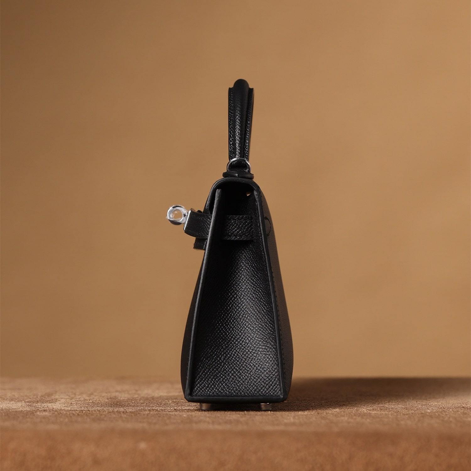 高仿Hermes*KellyMini二代黑色銀扣免檢版