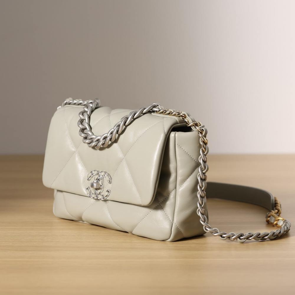 高仿Chanel*19Bag系列羊皮單肩包灰色免檢版