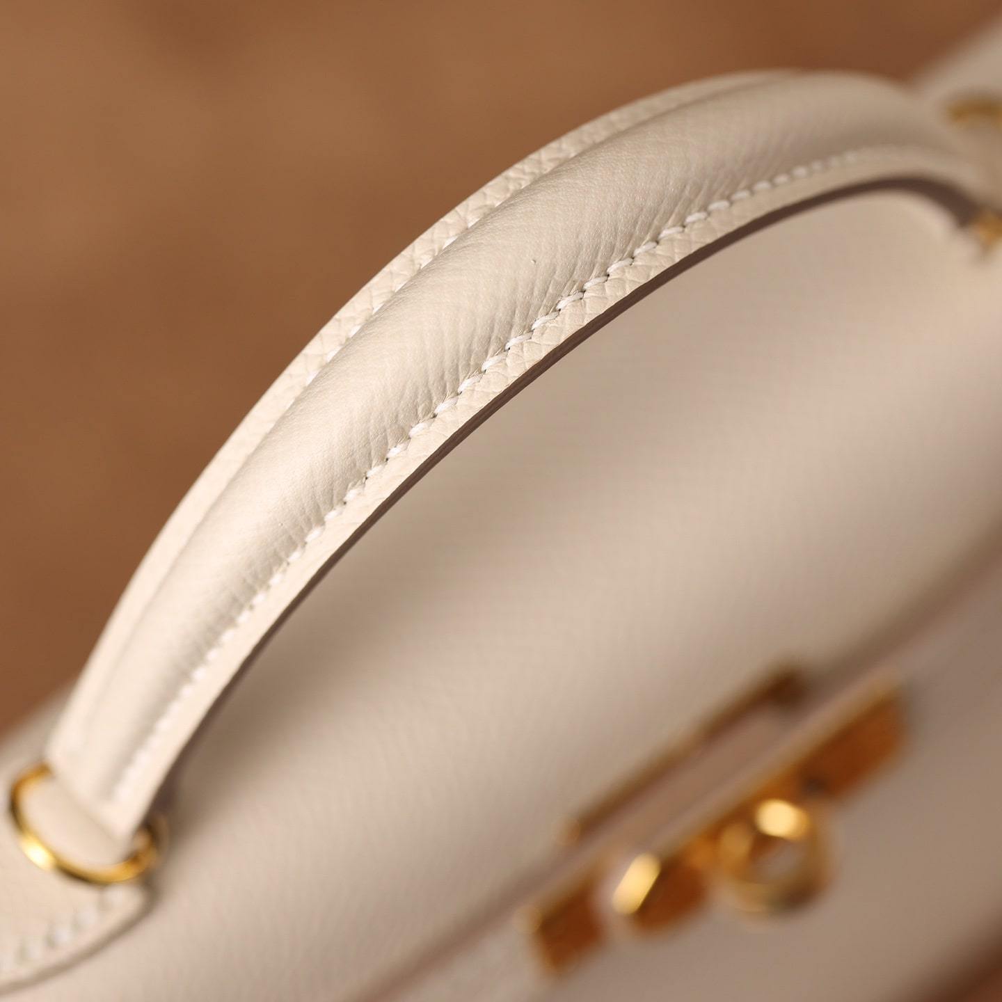高仿Hermes*KellyMini二代白色金扣免檢版
