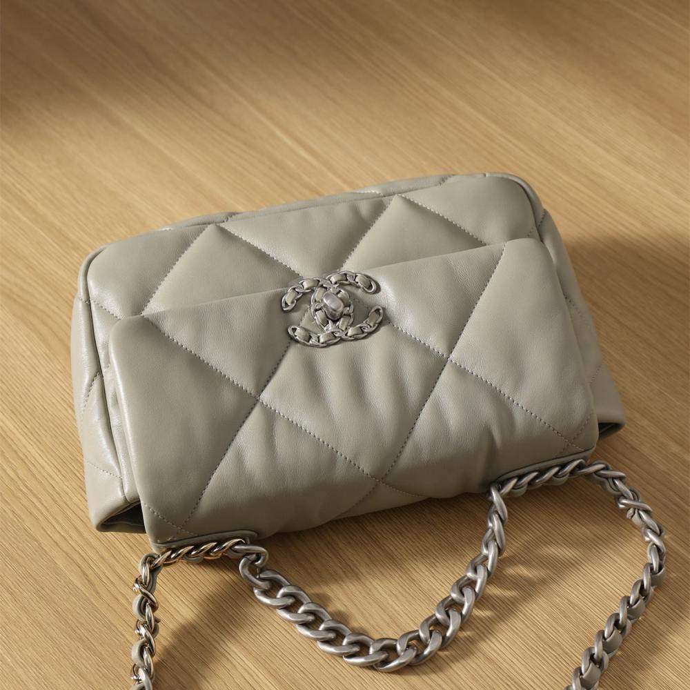 高仿Chanel*19Bag系列羊皮單肩包灰色免檢版