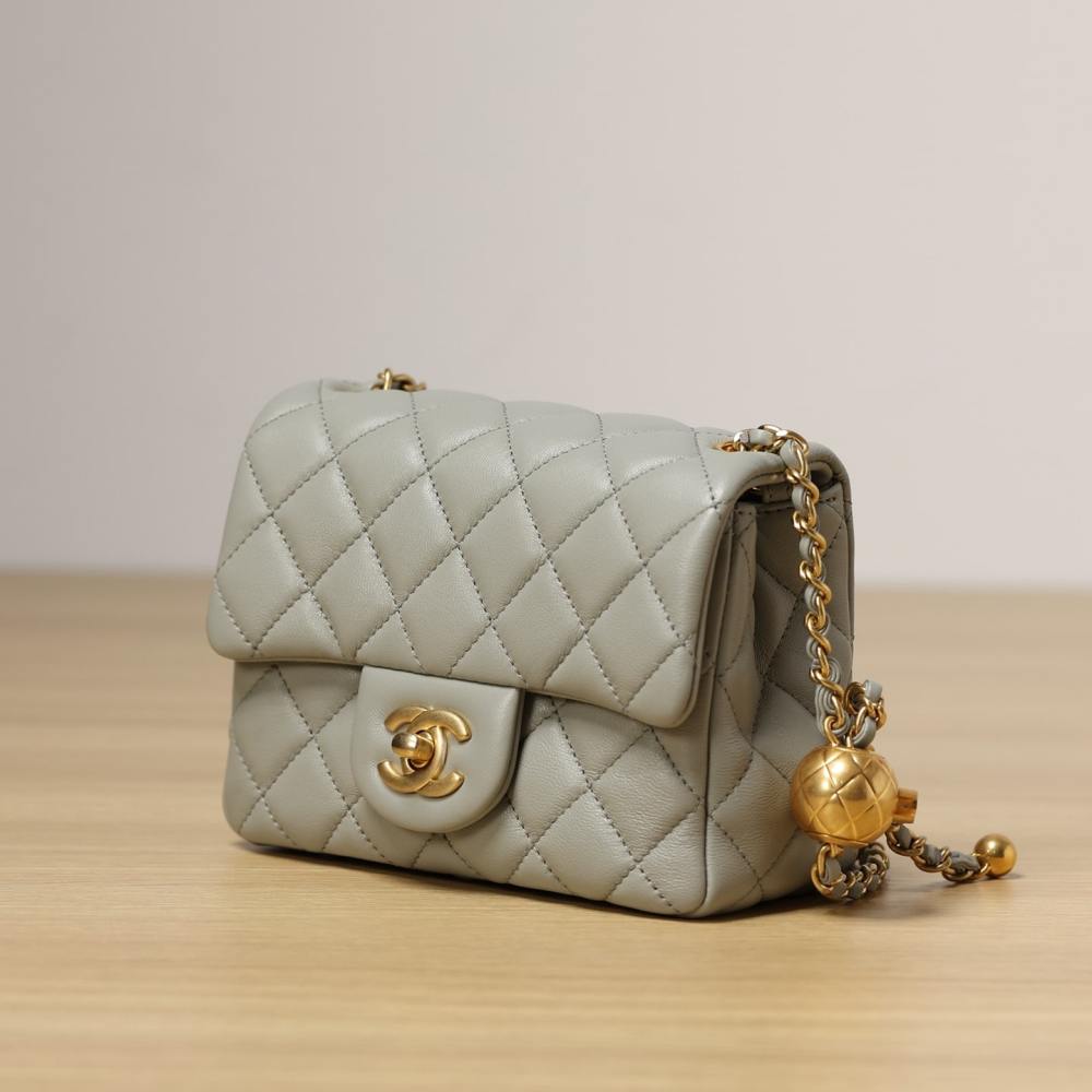 高仿Chanel*CF系列方胖子金球包褐綠色XS免檢版