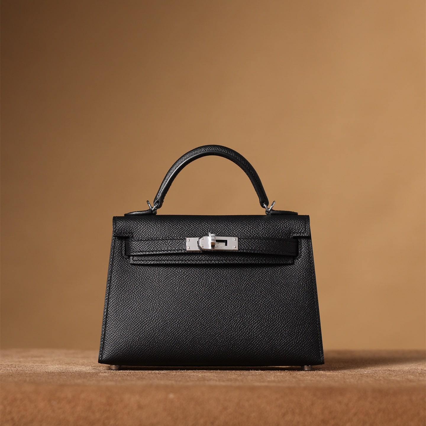 高仿Hermes*KellyMini二代黑色銀扣免檢版
