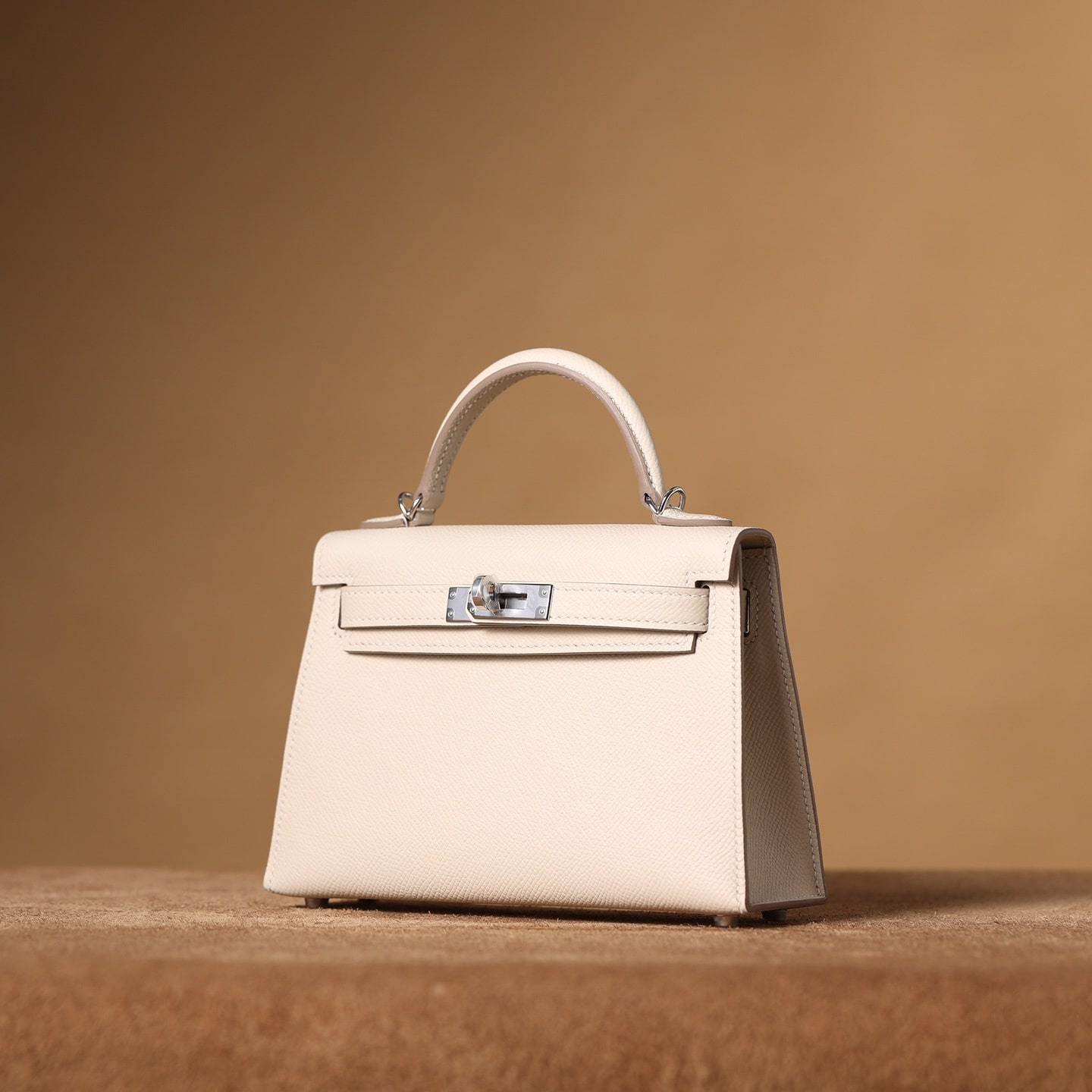 高仿Hermes*KellyMini二代白色銀扣免檢版