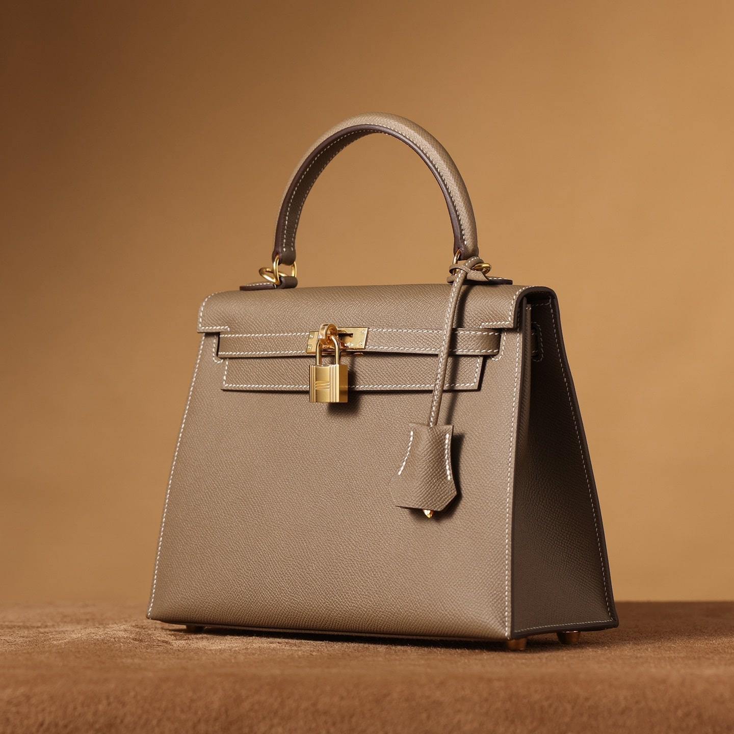 高仿Hermes*Kelly25大象灰金扣免檢版