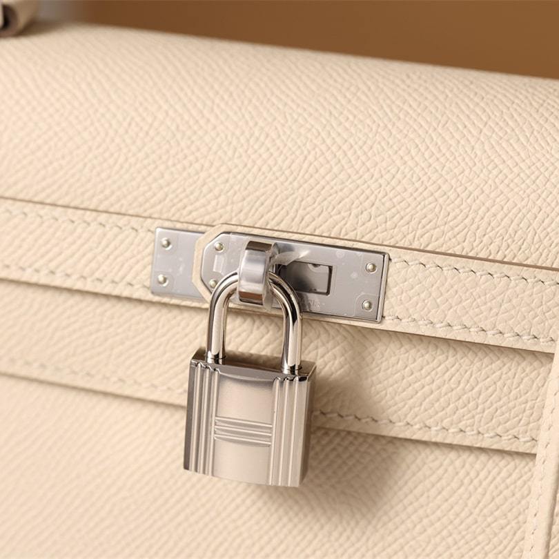 高仿Hermes*Kelly25白色銀扣免檢版