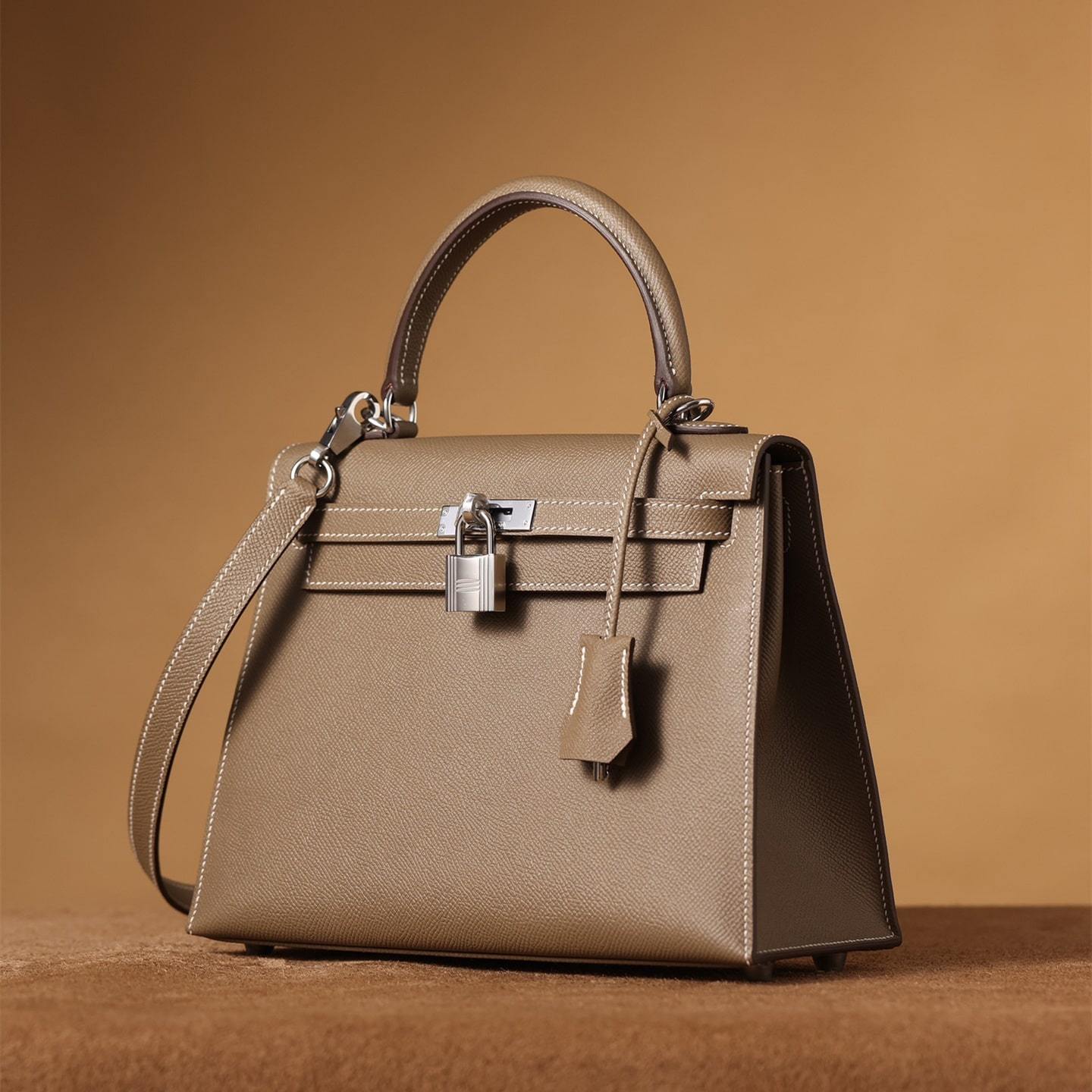 高仿Hermes*Kelly25大象灰銀扣免檢版