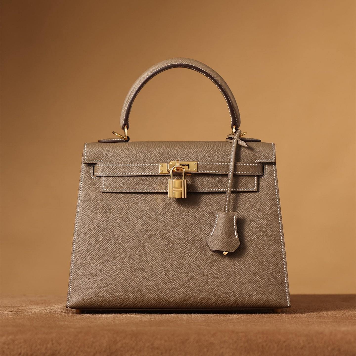 高仿Hermes*Kelly25大象灰金扣免檢版