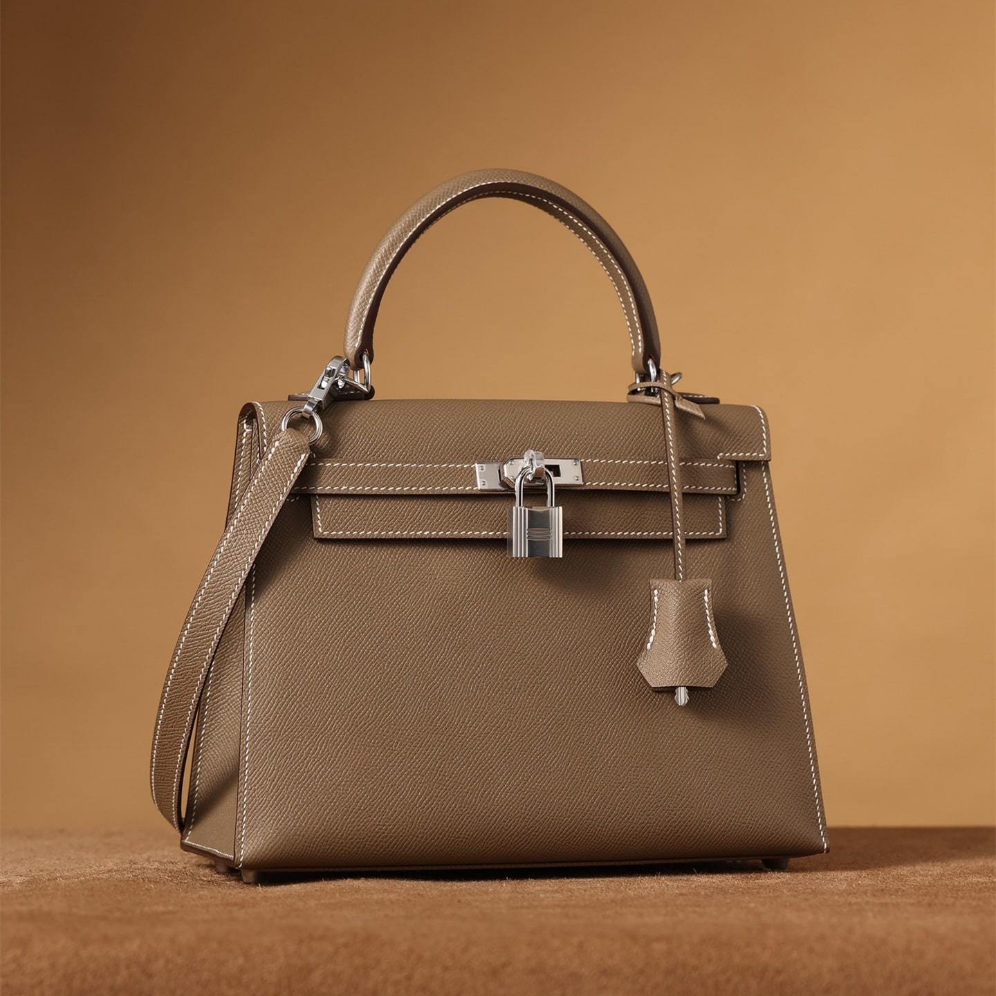 高仿Hermes*Kelly25大象灰銀扣免檢版