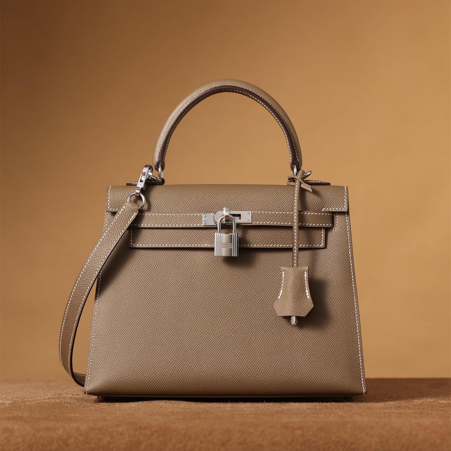 高仿Hermes*Kelly25大象灰銀扣免檢版