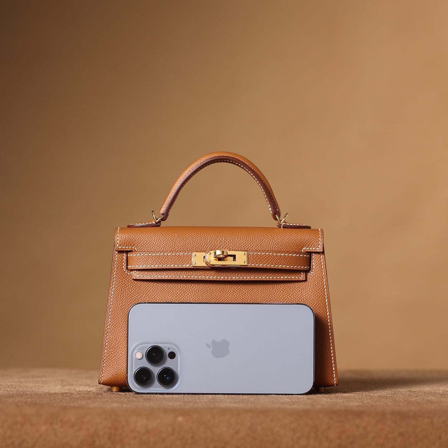 高仿Hermes*KellyMini二代棕色金扣免檢版
