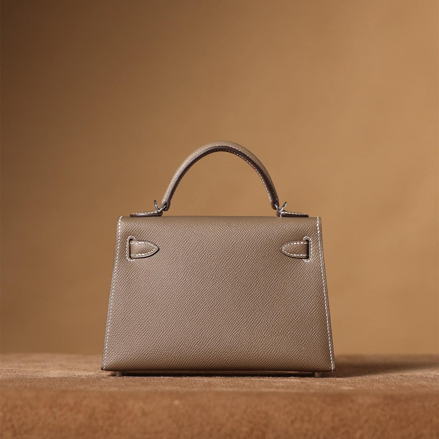 高仿Hermes*KellyMini二代大象灰銀扣免檢版