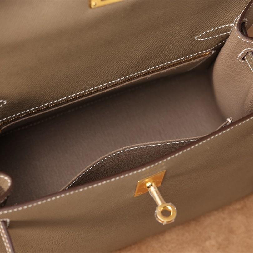 高仿Hermes*Kelly25大象灰金扣免檢版