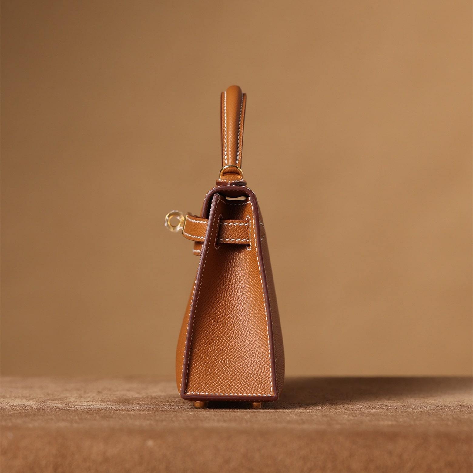 高仿Hermes*KellyMini二代棕色金扣免檢版