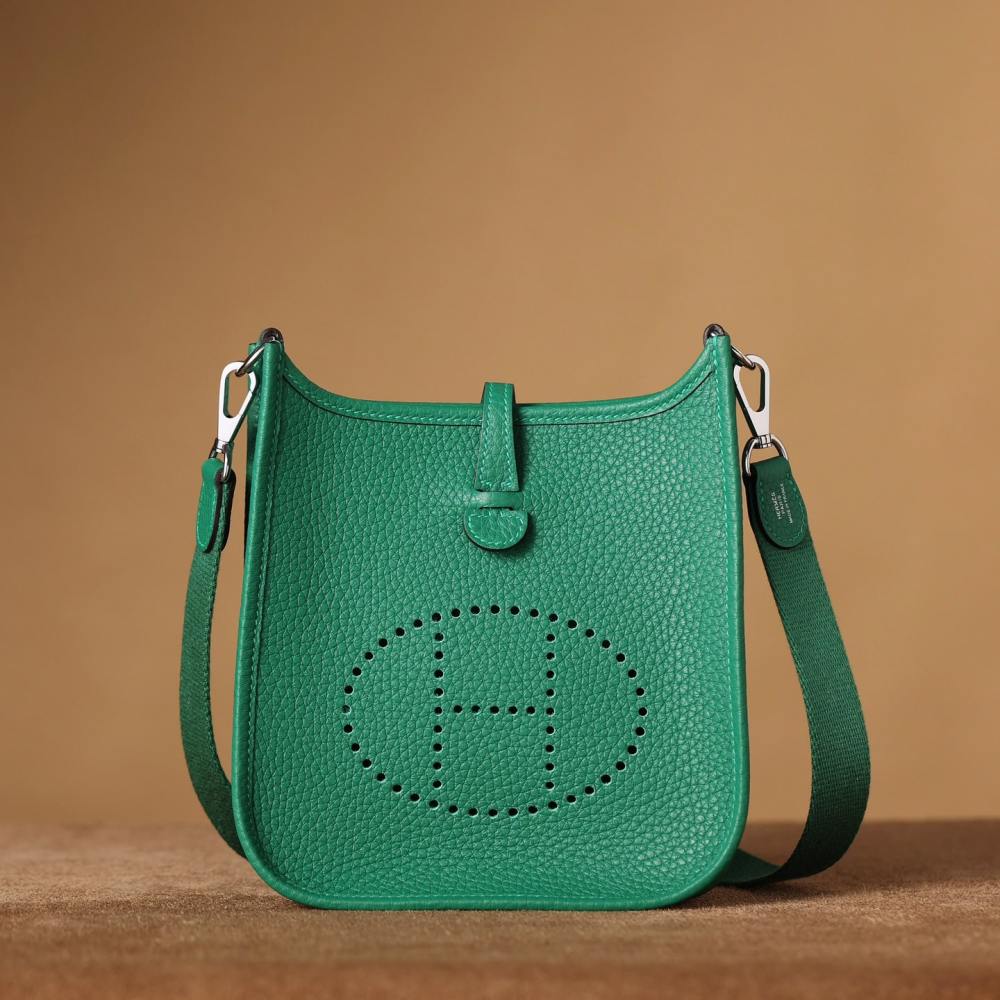 高仿Hermes*Evelyne16絲絨綠銀扣免檢版