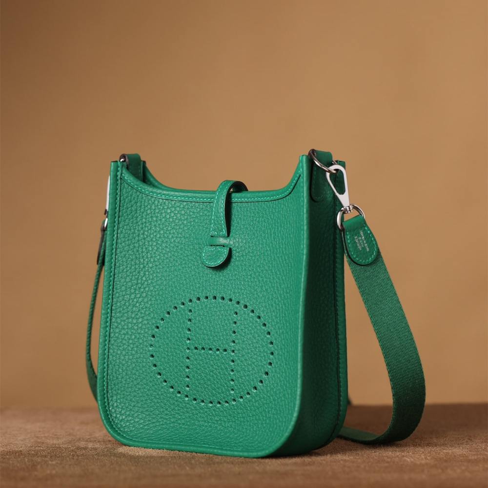 高仿Hermes*Evelyne16絲絨綠銀扣免檢版