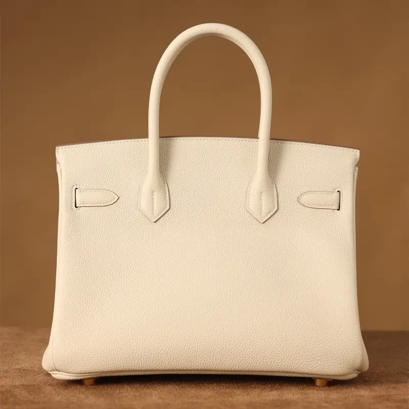 高仿Hermes*Birkin30奶昔白金扣免檢版