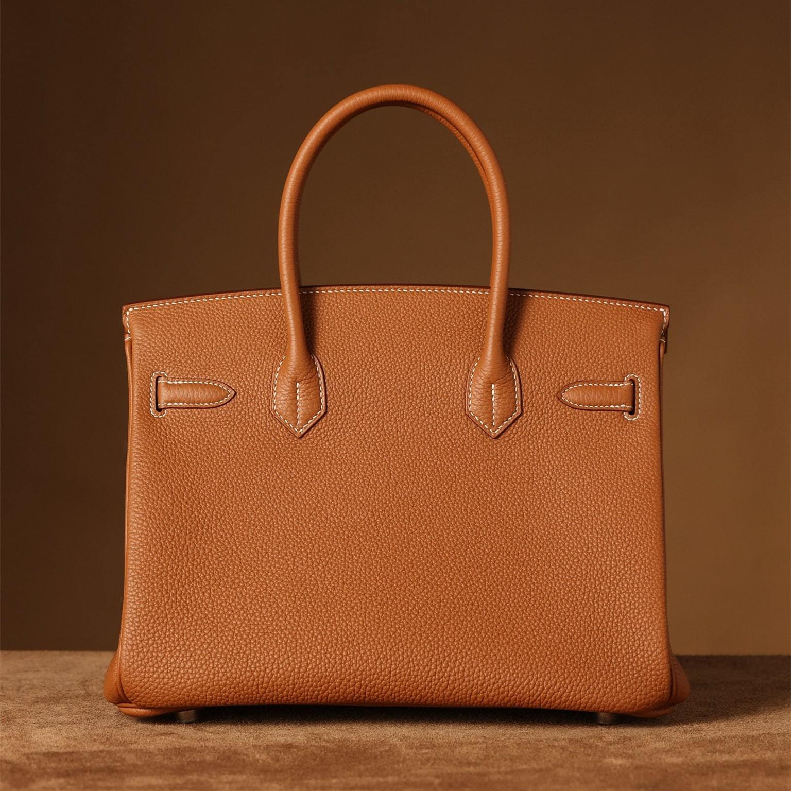 高仿Hermes*Birkin30金棕色銀扣免檢版