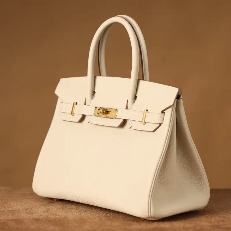 高仿Hermes*Birkin30奶昔白金扣免檢版