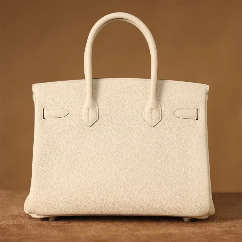 高仿Hermes*Birkin30奶昔白銀扣免檢版