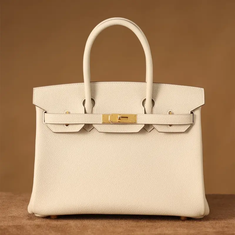 高仿Hermes*Birkin30奶昔白金扣免檢版