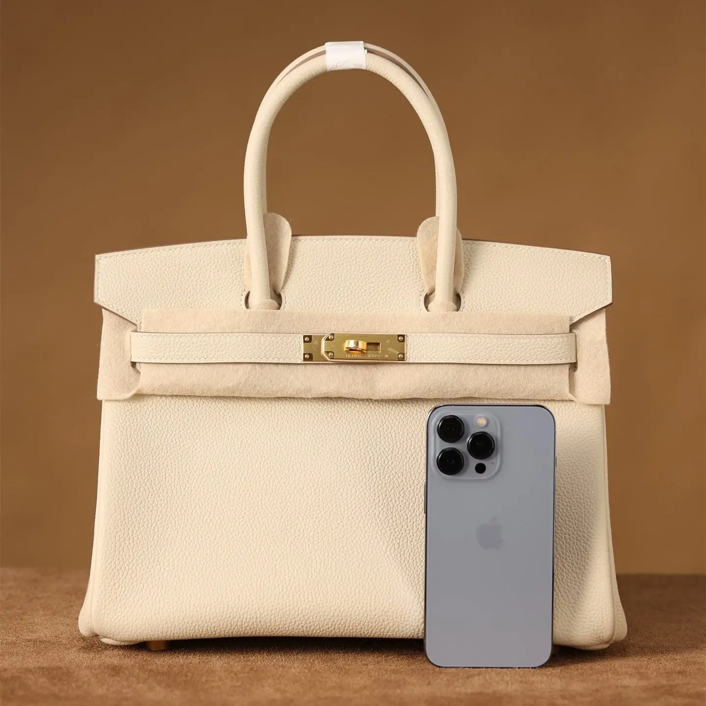 Birkin 30 白色金扣：手柄根部車線