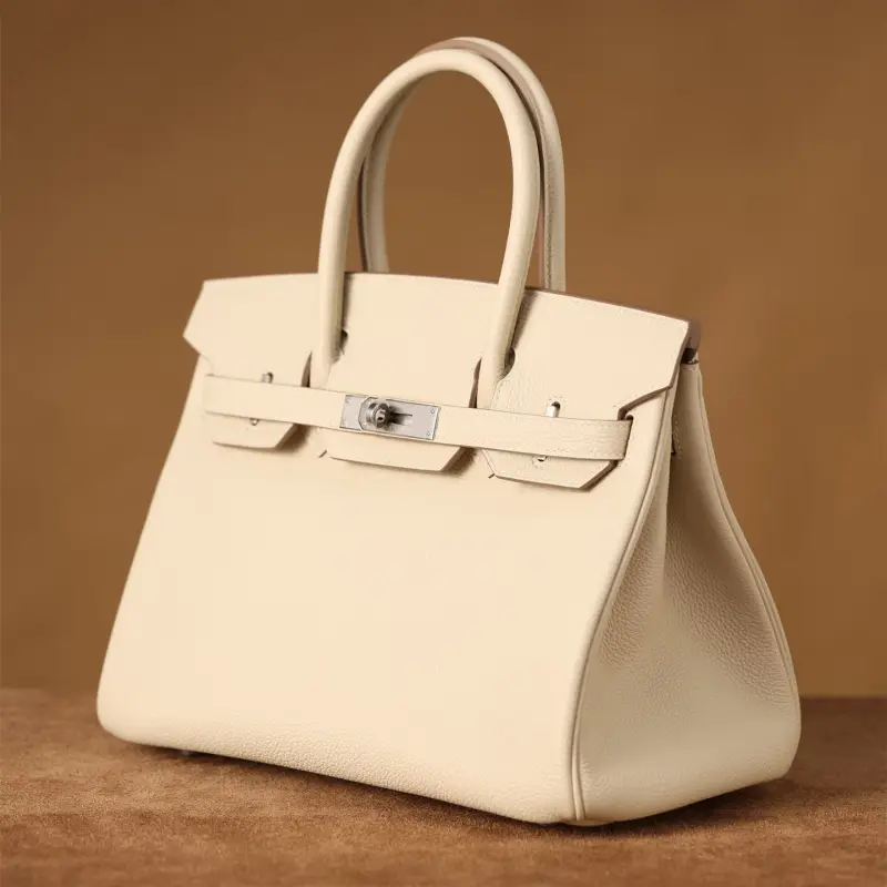 高仿Hermes*Birkin30奶昔白銀扣免檢版